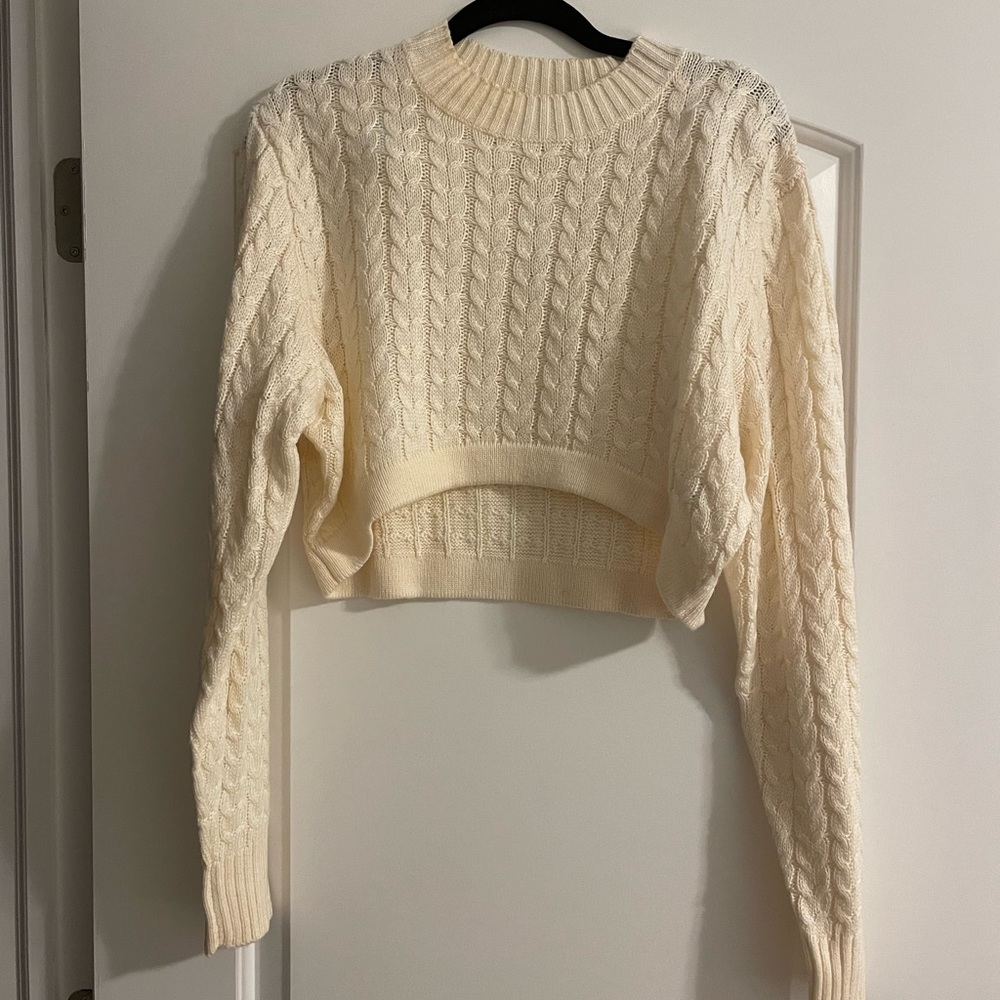 Danielle Bernstein Mock Neck Cropped Sweater